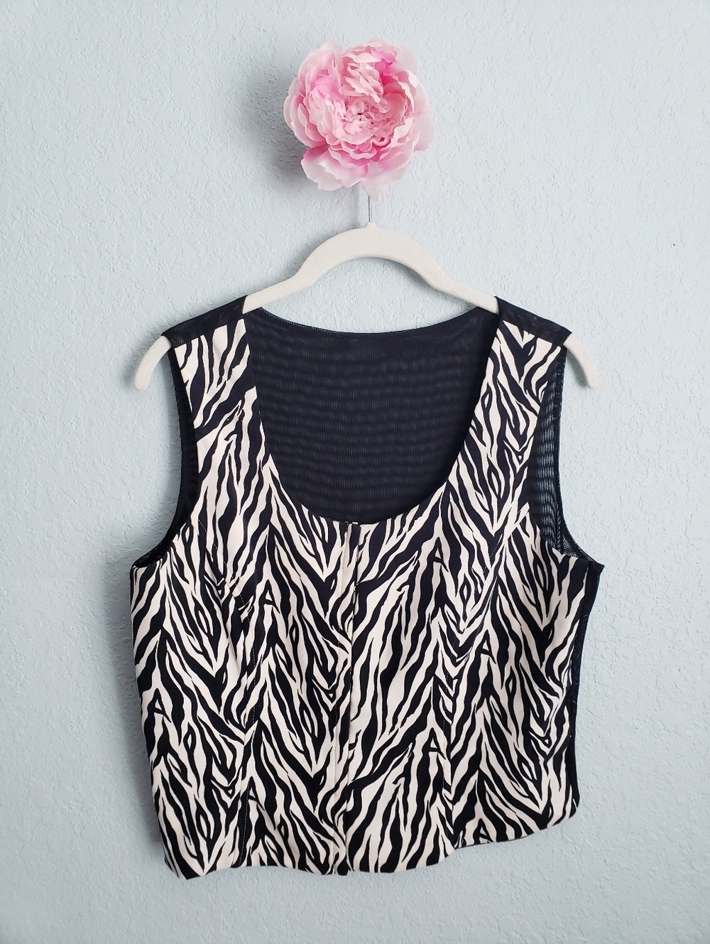 Taiga Paris Y2K Zebra Print Mesh Back Vintage Corset Top